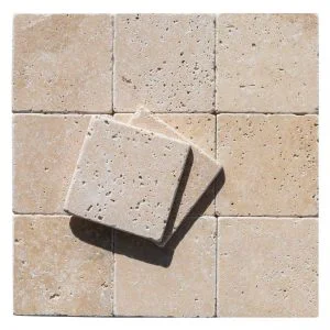 Tumbled travertine tiles