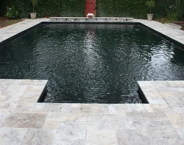 Silver Oyster Travertine Pool Coping Tumbled tiles silver pavers silver coping tiles silver pool pavers
