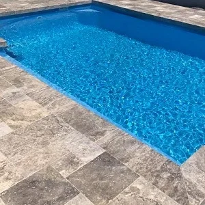 Silver travertine pool coping tumbled tiles silver tiles silver coping silver pavers