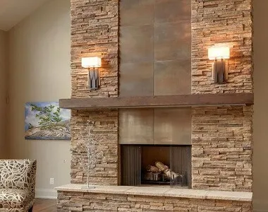 Travertine stackstone wall cladding tiles natural stone wall tiles beige stone fireplace stone tiles feature water place wall tiles